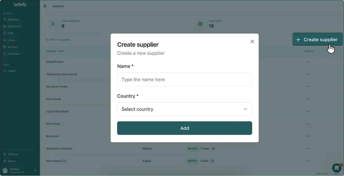Create supplier profile